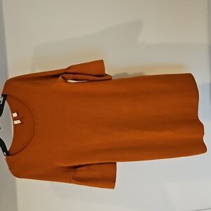 Anthropologie MOTH Sweater Dress Medium Rust Orange Bell Trumpet Sleeves Boho